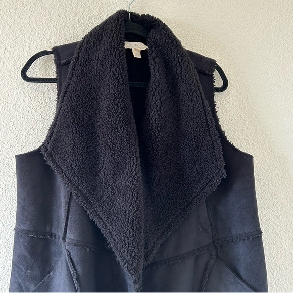 Caslon Women’s Vest Cadigan Large Black Large Teddy Collar Layer Fall Cozy Cabin - Picture 4 of 10
